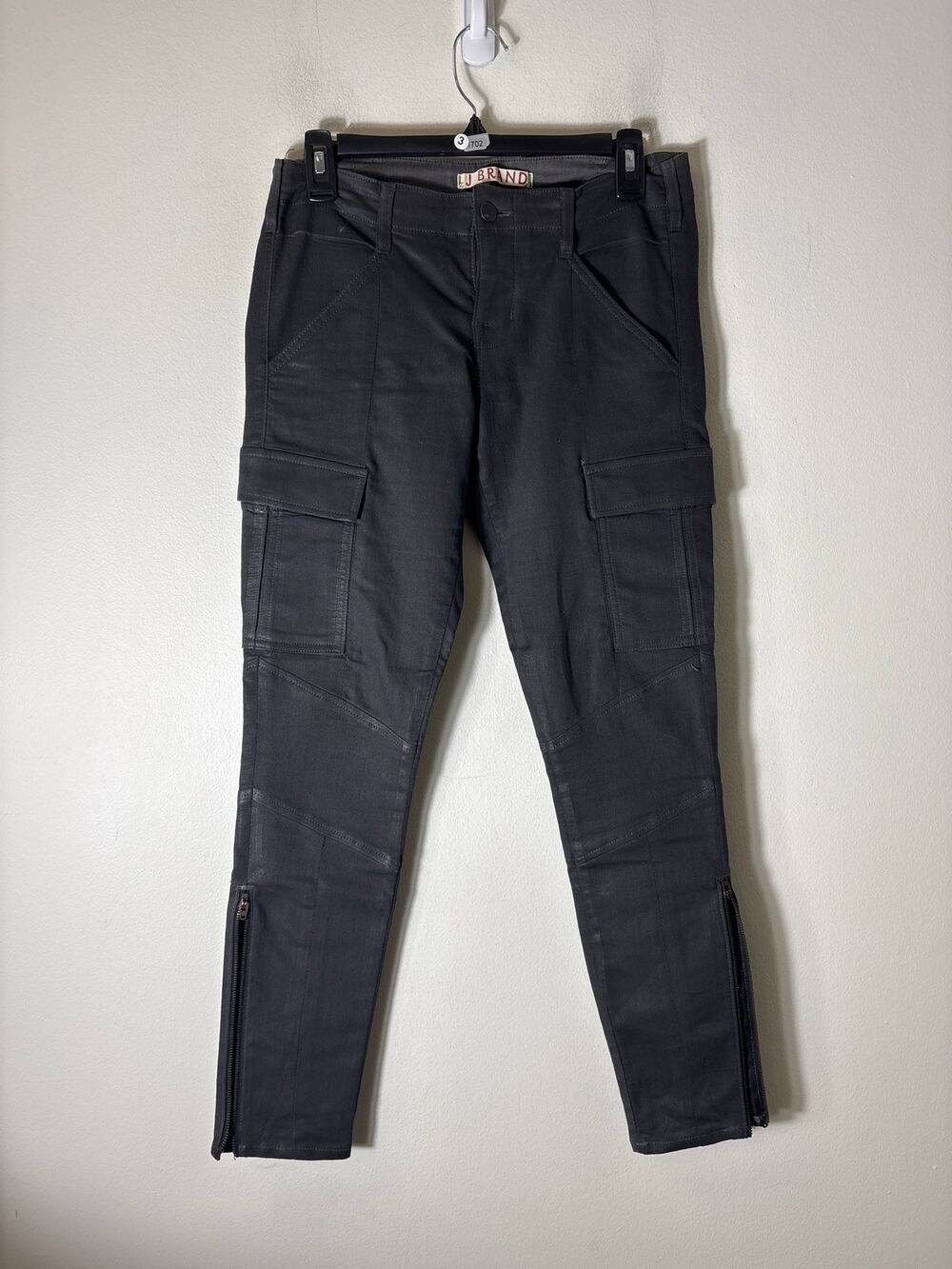 J Brand Gray Coated Cargo Pants Sz 27